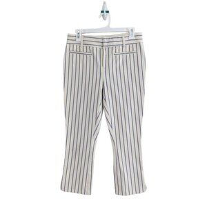 Anthropologie The Essential Slim Cropped Blue Striped Contemporary Pants